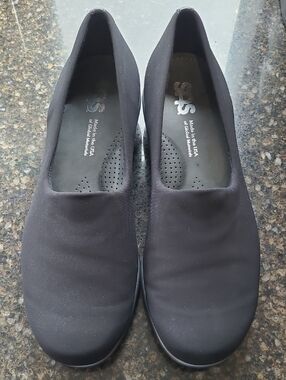 SAS Women's Black Slip-On Low Wedge Comfort Shoes